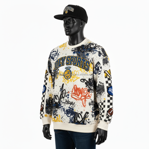 Premium 350 GSM coton polaire hommes sweat Style urbain Graffiti impression tissu doux broderie personnalisée Logo bases sweat - Product Image 3