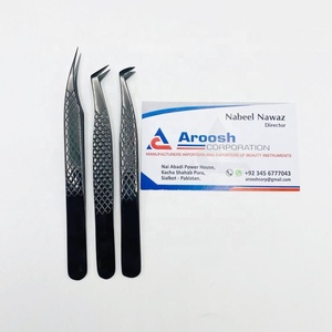 Vente en gros pince à épiler en diamant noir plasma Logo personnalisé solide en acier inoxydable pointu durable pour les extensions de cils - Product Image 6