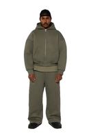 Survêtement à Capuche Gris Surdimensionné Survêtement en Polaire Lourde Survêtement Deux Pièces Décontracté Streetwear Jogger pour Hommes et Femmes