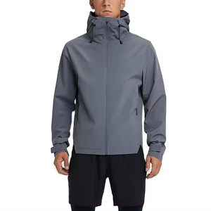 เสื้อกันลมมีฮู้ดสำหรับผู้ชายเสื้อแจ็คเก็ตกันลมมีซิปครึ่งเดียว - Product Image 3