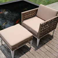 Conjunto de Sofás de Mimbre para Exteriores, Resistente a los Rayos UV, Muebles de Jardín de Mimbre Sintético, Diseño Contemporáneo Impermeable con Cojines de Espuma de Alta Densidad