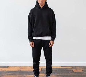 Industrie directe vêtements de sport poids lourd 100% coton conception personnalisée sweat surdimensionné hommes sweats à capuche épaule tombante sweat à capuche noir - Product Image 6