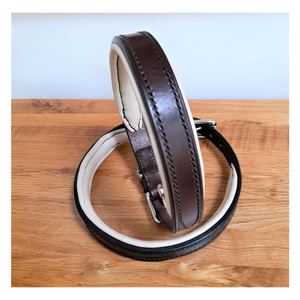 Fournitures pour animaux de compagnie Fabricant d'usine Vente en gros Logo personnalisé Collier de chien rembourré classique en cuir véritable plié - Product Image 5