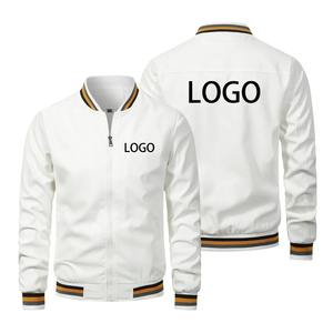 Nouvelle veste bomber en tricot d'hiver pour homme avec logo personnalisé, coupe-vent, imprimé, fermeture éclair, couleur unie, mode décontractée, moto en plein air - Product Image 1