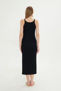 Robe chic tricotée à col licou pour femmes Robe sans manches en tricot côtelé respirant de haute qualité Services OEM personnalisables - Product Image 4