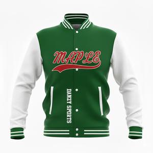 Veste universitaire pour homme de haute qualité avec broderie de logo personnalisée, col montant, patchwork en cuir sur le devant - Style streetwear - Product Image 6