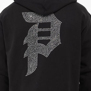 Sudadera con capucha lavada con ácido para hombre de peso pesado personalizada 100% algodón mezclado detalle de diamantes de imitación Ajuste de gran tamaño para el invierno - Product Image 3