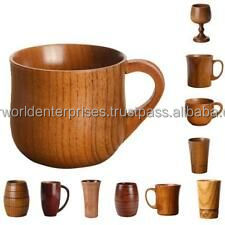 Tasses en bois d'acacia pour le café, le thé et l'eau Tasse à bière de style fantaisie avec poignée pour les cadeaux Conception en vrac Disponible au prix d'exportation - Product Image 4