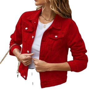 2024 Retro Female Solid Color Denim Coat Korean Women's Stand-Up Collar <b>Short</b> Washing Cowboy <b>Jacket</b> Long <b>Sleeves</b> Printed Tops - Product Image 1