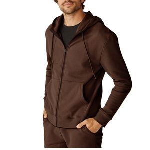 Sweat-shirt à capuche zippé intégral 100 % coton uni pour homme, écologique, 240 g, fabriqué au Bangladesh, décontracté, grande taille, pour l'hiver, respirant et anti-humidité - Product Image 4