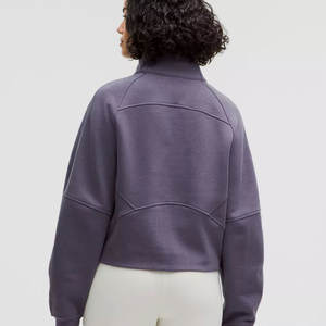 เสื้อสวมหัวคอเต่าหนาขนแกะสำหรับผู้หญิงเสื้อมีฮู้ดซิปแบบสั้นกำหนดเองพร้อมโลโก้กลับอบอุ่นสำหรับฤดูใบไม้ร่วงฤดูหนาว - Product Image 5