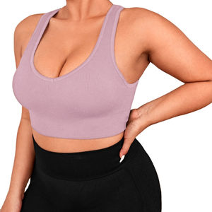 Nouveau soutiens-gorge de sport pour femmes de haute qualité Fitness soutien-gorge rembourré dos nu Yoga haut court couleur unie soutien-gorge de gymnastique avec 100% Polyester Spandex - Product Image 1