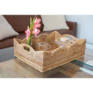 Vente en gros de plateaux à fruits ronds traditionnels en rotin naturel faits à la main de différentes tailles plateaux de service en rotin personnalisés plateaux de décoration intérieure - Product Image 6