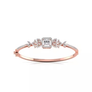 สร้อยข้อมือทองคำขาว14K คลาสสิกสำหรับผู้หญิงสร้อยข้อมือเทนนิสประดับเพชรแบบตัดกลมสำหรับเป็นของขวัญครบรอบ - Product Image 2