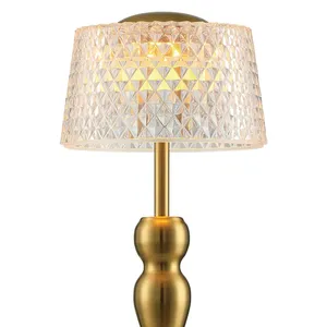 Đèn bàn thủy tinh đèn bàn hiện đại đèn ngủ, đèn đầu Giường Màu Trắng bóng râm trang trí nhà bạc (bao gồm bóng đèn LED)