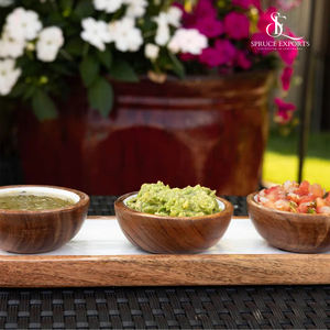 Best-seller Plateau de service moderne ovale en bois 3 bols en émail blanc pour Diwali Ramadan Mariage Décoration intérieure Service multifonctionnel - Product Image 5