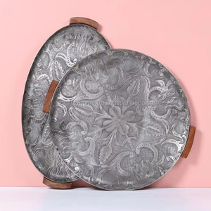 3 tiny metal serving plates with handles hotel silver coasters DECORATIVE SERVING <b>TRAY</b> CLASSIC DESIGN METAL <b>TRAY</b> - Product Image 3