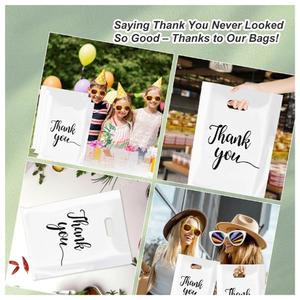 Bolsas de Regalo para Fiestas y Compras con Asas, 35x45cm, Bolsas de Embalaje para Negocios, Bolsas Reutilizables Blancas con Impresión Negra - Product Image 2