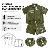 Ensembles de survêtements et polos personnalisés pour hommes en polyester et nylon avec boutons coupe-vent – Chemises et shorts pour hommes