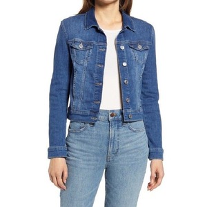 Logo de marque personnalisé veste en jean skinny délavé à l'acide pour femmes veste en coton respirant prix de gros pour les dames - Product Image 3