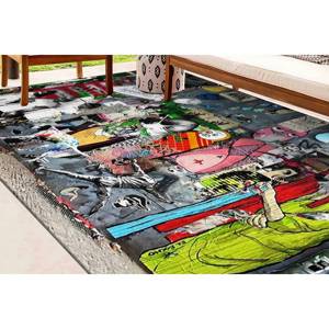 Tapis imprimé : Abstrait, moderne, personnalisé, graffiti Banksy, décoratif, tendance, avec poils doux - Product Image 3