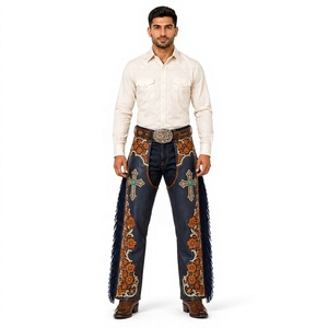 Pantalones Largos de Cuero para Motocicleta para Hombre, de Cuero Genuino, Protección para Piernas de Motociclista, Estilo Vaquero Occidental, Equitación, Personalizados - Product Image 1
