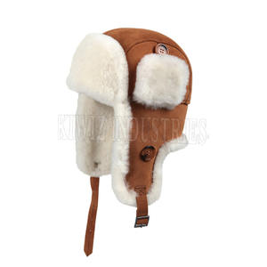 Personalizada nueva piel de oveja ajustable bajo Moq sólido liso hombres Shearling sombreros de piel de oveja - Product Image 2