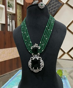 Luxe CZ Zircone Diamant Long Mala Collier Avec Boucles D'oreilles Diamant Look Ensemble de Bijoux pour Cadeau De Mariage Fête Élégante - Product Image 3