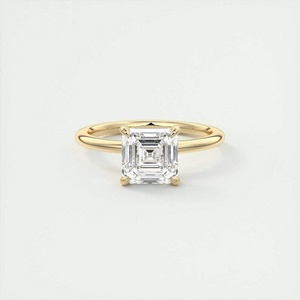 Anillo solitario minimalista de corte Asscher de 1,50 quilates en plata 925 con hermosas cuatro puntas de garra elegante joyería de boda de corte cuadrado - Product Image 1