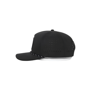 Gorra de Golf de 5 Paneles con Absorción de Sudor, Logotipo de Goma Personalizado, Orificios Transpirables Cortados con Láser, Impermeable, Cierre a Presión y Cuerda - Product Image 3