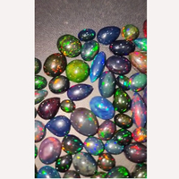 112 pièces d'opale noire éthiopienne naturelle, taille ovale, cabochon en forme de poire, 7mm-17mm, 132 carats, pierres précieuses de qualité Iroc Sales