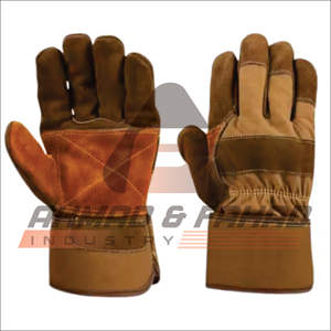 Gants de gréeur canadien Gants de travail robustes de sécurité industrielle Protection des mains en cuir de vachette renforcé Cuir fendu Coton confortable - Product Image 1