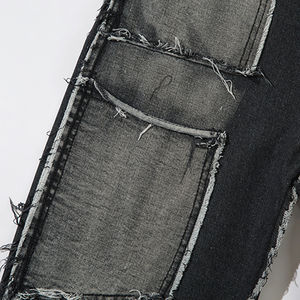 Nouveau pantalon en jean droit pour hommes de créateur élégant Vintage Denim lavé Patchwork Street Wear ajustement pour l'été automne Service OEM - Product Image 6