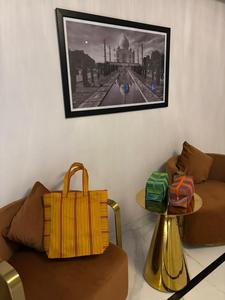 Métier à tisser manuel de grande capacité personnalisé écologique sacs à cosmétiques de plage en nylon recyclé étuis à provisions à rayures tissés à la mode réutilisables - Product Image 2