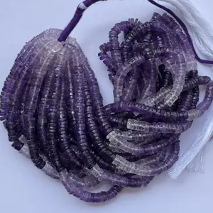 6mm 8mm Natural Purple Amethyst Ombre Gemstone Faceted Heishi Stone Beads Strands Wholesale Semi Precious Jewelry Making String