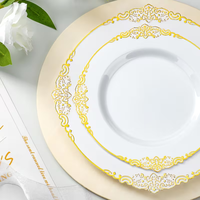 Ensembles de vaisselle jetables en plastique rose doré de luxe élégants et haut de gamme pour 25 invités, pour fêtes et mariages, compatibles congélateur/lave-vaisselle/micro-ondes