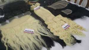 Extensions de cheveux naturels bruts non traités, lisses, attachées à la main, de jeunes donneurs indiens, qualité temple, double trame, fabriquées à la machine - Product Image 2