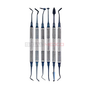 Kit de 6 instruments manuels pour composites dentaires, revêtement titane bleu, certifié CE, en acier inoxydable chirurgical pour restauration - Product Image 3