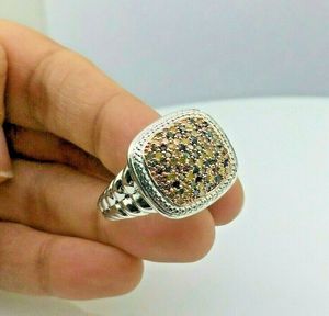 Anillo de cóctel de miligrano de diamante multicolor Natural de plata 925 0,91 Cts clásico para regalo de fiesta de aniversario de compromiso de boda - Product Image 5