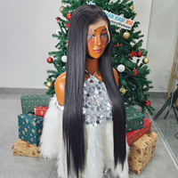 Cheveux humains vierges vietnamiens pour perruque frontale en dentelle pour femmes noires, couleur ombrée brun, super dentelle transparente double, perruques frontales en dentelle