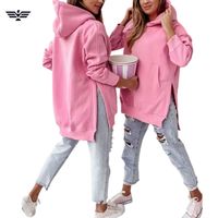 Sweat à capuche long pour femme, best-seller, couleur personnalisée, polyester/coton, molleton écologique, style streetwear, tricoté, hiver, décontracté