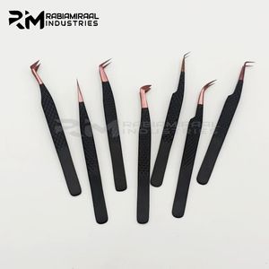 RMI ชุดแหนบขนตาแบบยั่งยืนด้ามสีดำ, แหนบปลายขยายสีโรสโกลด์แหนบขนตาปริมาณที่สมบูรณ์แบบ - Product Image 3
