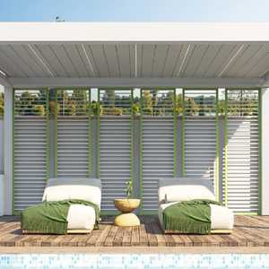 KAKADU 694-FSH Pérgola de Aluminio Fija con Panel de Rejilla Horizontal para Privacidad Lateral - Product Image 1