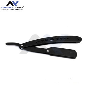 Navajas de Afeitar Profesionales para Barberos, Personalizables, de Acero Inoxidable, Negras, con Bloqueo Oscilante, Clásicas - Product Image 4