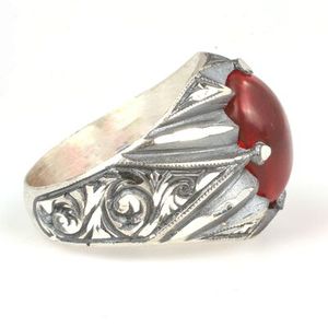 925 Sterling Silver Men's Handcrafted <b>Ring</b> with Oval Synthetic Ruby Stone <b>Dainty</b> Style for Everyday Wear IGI Certified for Boys - Product Image 3