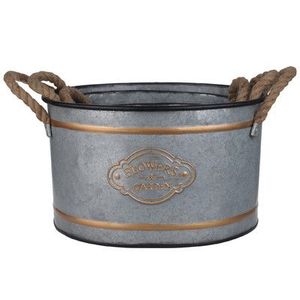 Maceta galvanizada rústica con asas de cuerda para decoración de estilo de granja o jardinería de contenedores de espacio pequeño - Product Image 6