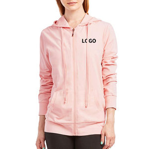 Veste à capuche décontractée pour femme, manches longues, unie, sport, coton fin, fermeture éclair, avec poches, printemps-automne 2026 - Product Image 5