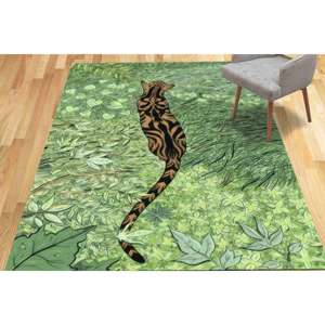 Alfombra con Estampado de Tigre: Alfombra Decorativa Boho Safari con Diseño Animal, Alfombra Delgada No Tejida - Product Image 1
