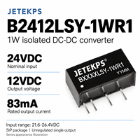 Convertisseur DC-DC isolé JETEKPS B2412LSY-1WR1 1W, 24V vers 12V 83mA, module d'alimentation SIP non régulé, RoHS