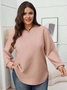 Sweat-shirt personnalisé pour femmes, couleur unie, tricoté gaufré, épais et chaud, tricoté gaufré pour dames - Product Image 3